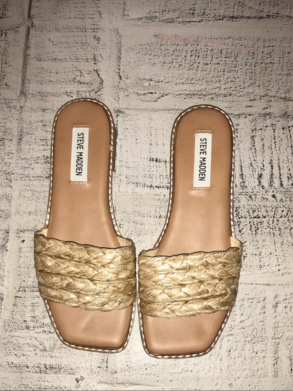 Steve Madden Braided Tan Slide Sandals